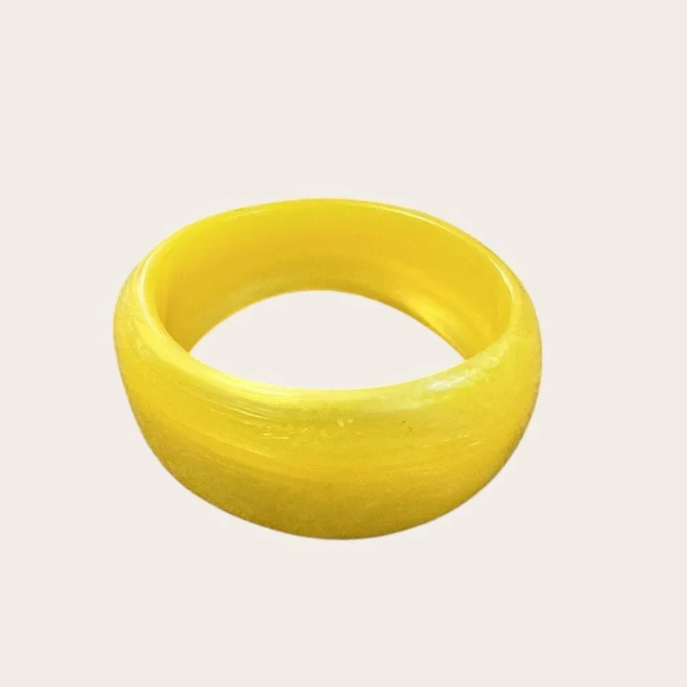 Vintage Yellow Lucite Chunky Bangle Bracelet 2.75